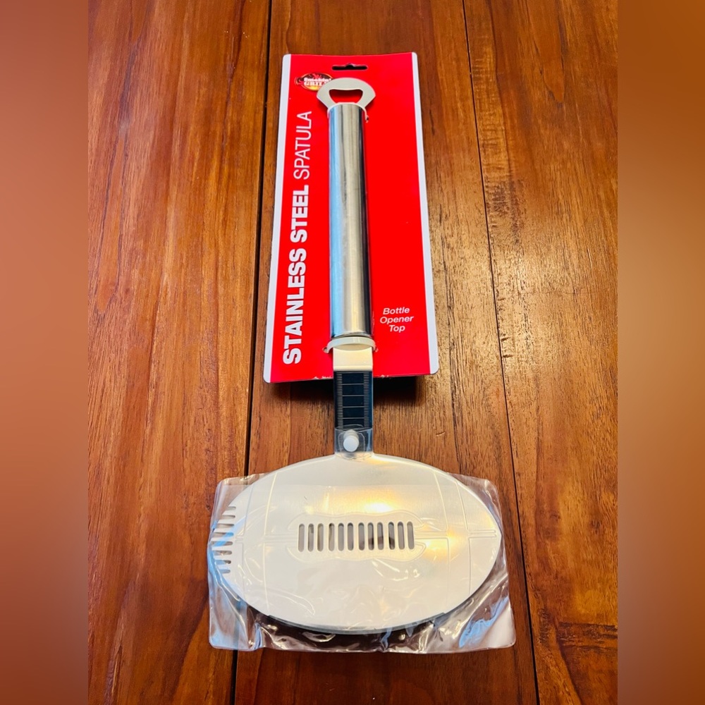 Smokin’ Grill Stainless Steel Spatula, Multi-Purpose Turner, & Bottle Opener Top